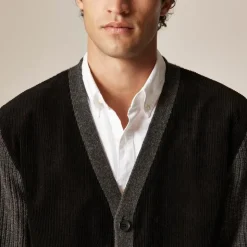 Merino lambswool cardigan with corduroy