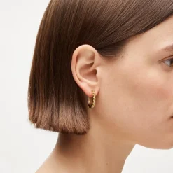 Metallic beaded hoop earrings