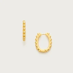 Metallic beaded hoop earrings