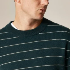 Midweight cashmere crewneck sweater in stripe