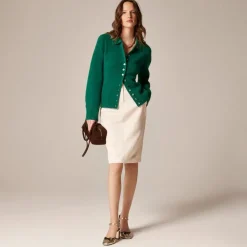 Milano-stitch cinched-waist cardigan
