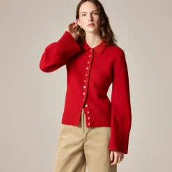 Milano-stitch cinched-waist cardigan