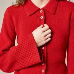 Milano-stitch cinched-waist cardigan