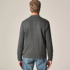 Milano-stitch polo cardigan sweater