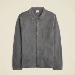 Milano-stitch polo cardigan sweater
