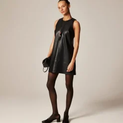 Mini sheath dress in faux leather