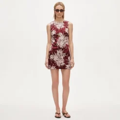 Mini shift dress in pineapple garden–print memory satin