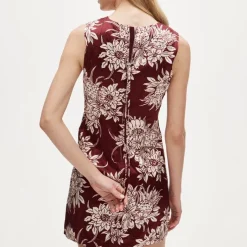 Mini shift dress in pineapple garden–print memory satin