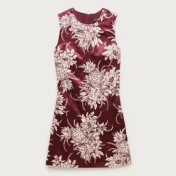 Mini shift dress in pineapple garden–print memory satin