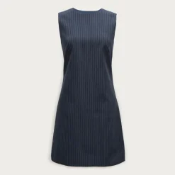 Mini shift dress in pinstriped wool blend