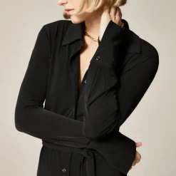 Mini shirt-dress in matte jersey