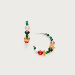 Mixed stone and bead hoops