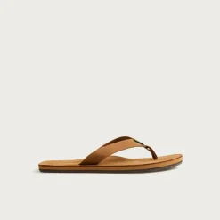 Nubuck leather flip-flops