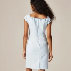 Off-the-shoulder mini dress in textured nylon