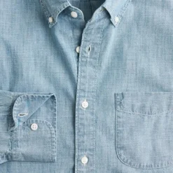 Organic cotton chambray shirt in light wash