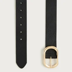Oval buckle belt in Italian leather
