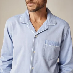 Pajama set in cotton herringbone