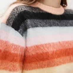 Perfect brushed cashmere crewneck sweater in stripe