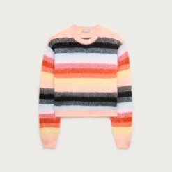 Perfect brushed cashmere crewneck sweater in stripe