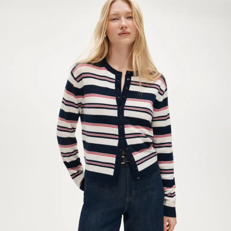 Perfect cashmere cardigan in stripe