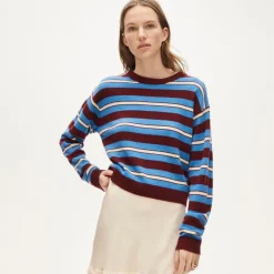 Perfect cashmere crewneck sweater in stripe