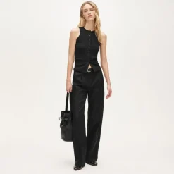 Perfect rib button-up shell top