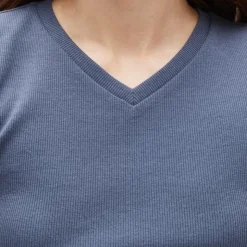 Perfect rib high V-neck T-shirt