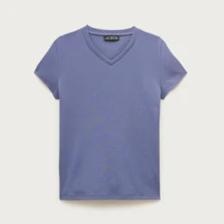 Perfect rib high V-neck T-shirt
