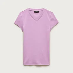 Perfect rib high V-neck T-shirt