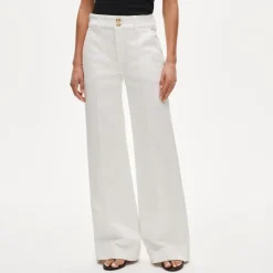 Petite denim trouser jean with stacked buttons