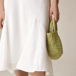 Petite Gwyneth flounce-hem slip skirt in linen