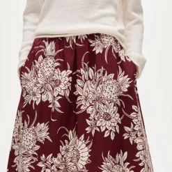 Petite pull-on midi skirt in pineapple garden print