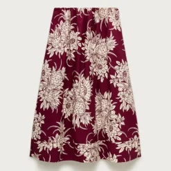 Petite pull-on midi skirt in pineapple garden print