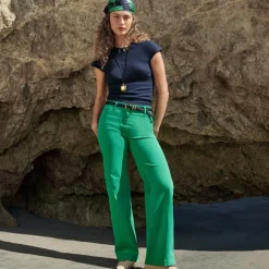 Petite wide-leg trouser in chino