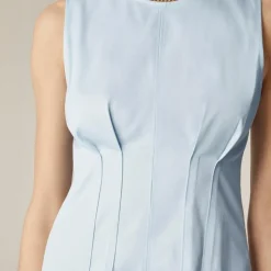 Pintuck midi dress in stretch twill