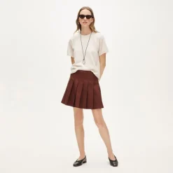 Pleated mini skirt in Gramercy linen blend