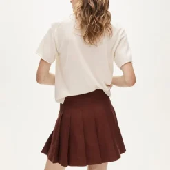 Pleated mini skirt in Gramercy linen blend