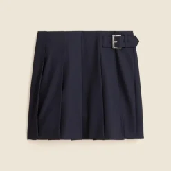 Pleated mini skirt with buckle detail