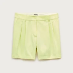 Pleated short in cotton-nylon blend