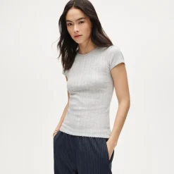 Pointelle short-sleeve T-shirt