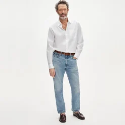 Poplin shirt with button-down collar