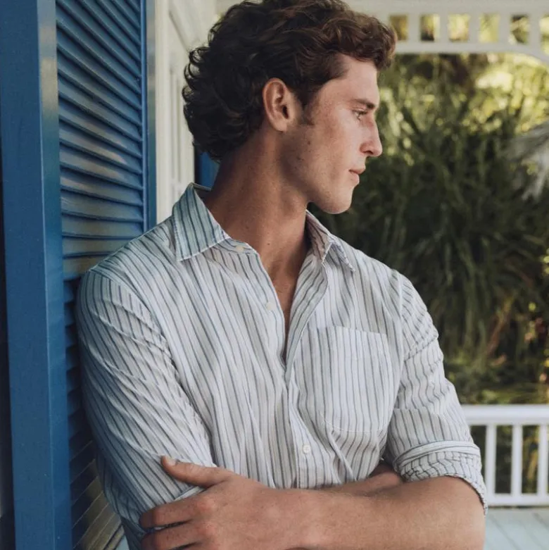 Poplin shirt with point collar