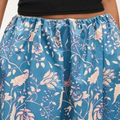 Pull-on midi skirt in block print