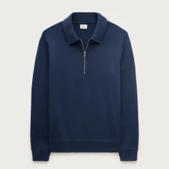 Quarter-zip sweater in milano-stitch cotton