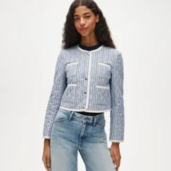 Quilted lady jacket in striped cotton
