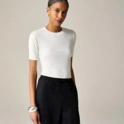 Refined rib elbow-sleeve T-shirt
