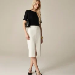 Refined rib elbow-sleeve T-shirt