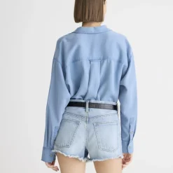 Relaxed denim short in chestnut wash