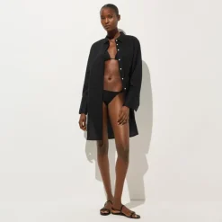 Relaxed-fit beach shirt in linen-cotton blend