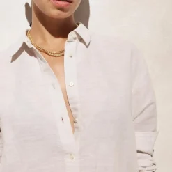 Relaxed-fit beach shirt in linen-cotton blend